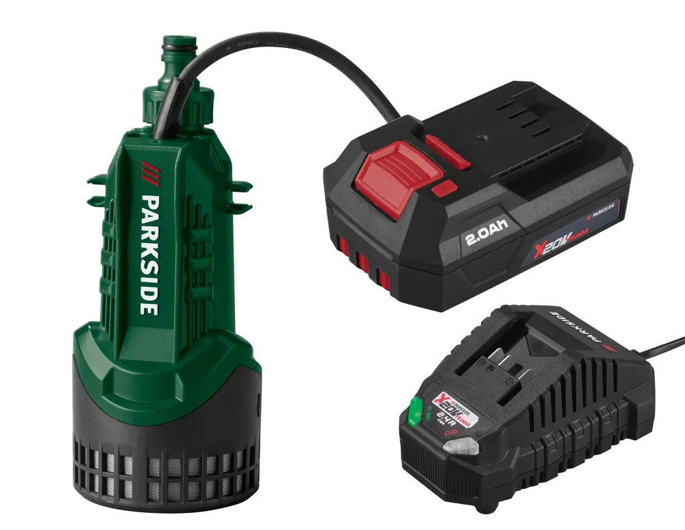 PARKSIDE® Aku čerpadlo na dažďovú vodu 20 V PRPA 20-Li B3 + Akumulátor 20 V/2 Ah + Nabíjačka na akumulátor 20 V/2,4 A