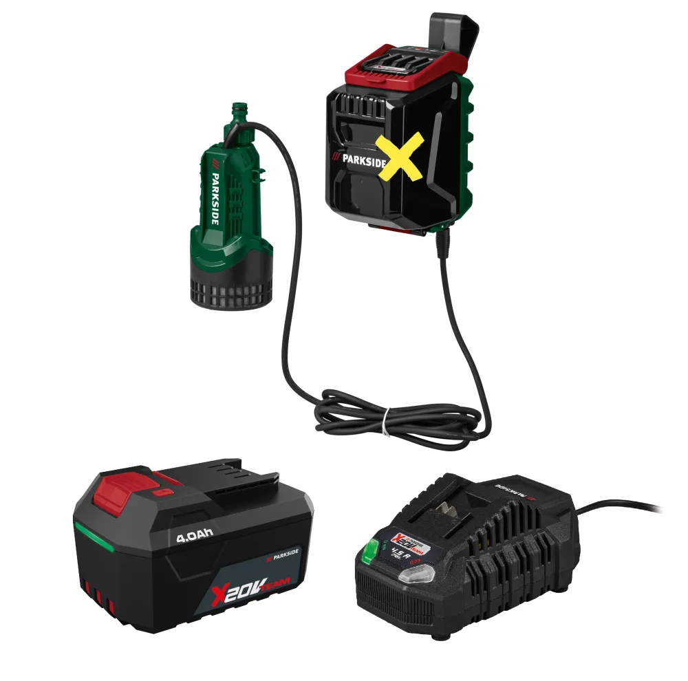 PARKSIDE® Aku čerpadlo na dažďovú vodu 20 V PRPA 20-Li B3 + Akumulátor 20 V/4 Ah + Rýchlonabíjačka akumulátora 20 V/4,5 A