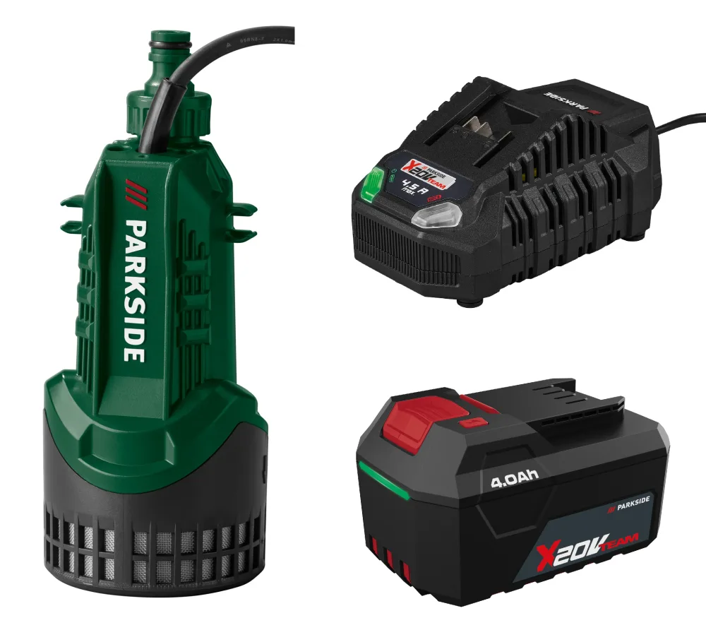PARKSIDE® Aku čerpadlo na dažďovú vodu 20 V PRPA 20-Li B3 + Rýchlonabíjačka akumulátora 20 V/4,5 A + Akumulátor 20 V/4 Ah