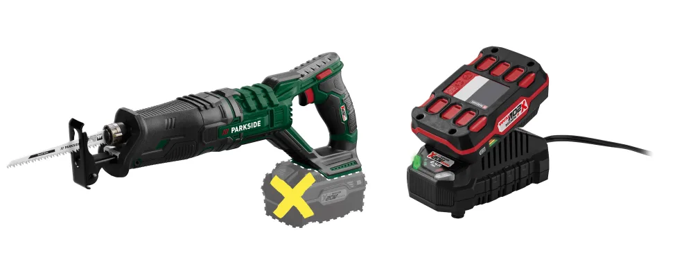 PARKSIDE® Aku chvostová píla 20 V PSSA 20-Li B2 + Akumulátor 20 V/2 Ah PAP 20 B1 + Nabíjačka 20 V/2,4 A PLG 20 C1