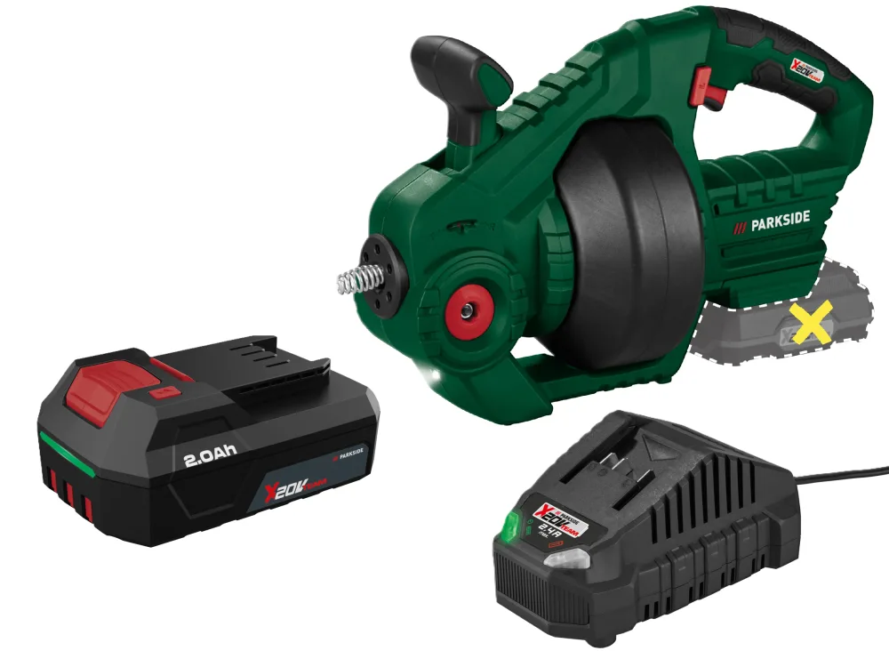 PARKSIDE® Aku čistič potrubia 20 V PARRW 20-Li A1 + Akumulátor 20 V/2 Ah + Nabíjačka 20 V/2,4 A