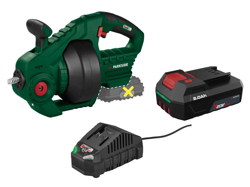 PARKSIDE® Aku čistič potrubia PARRW 20-Li A1 + Akumulátor 20 V/2 Ah + Nabíjačka na akumulátor 20 V/2,4 A