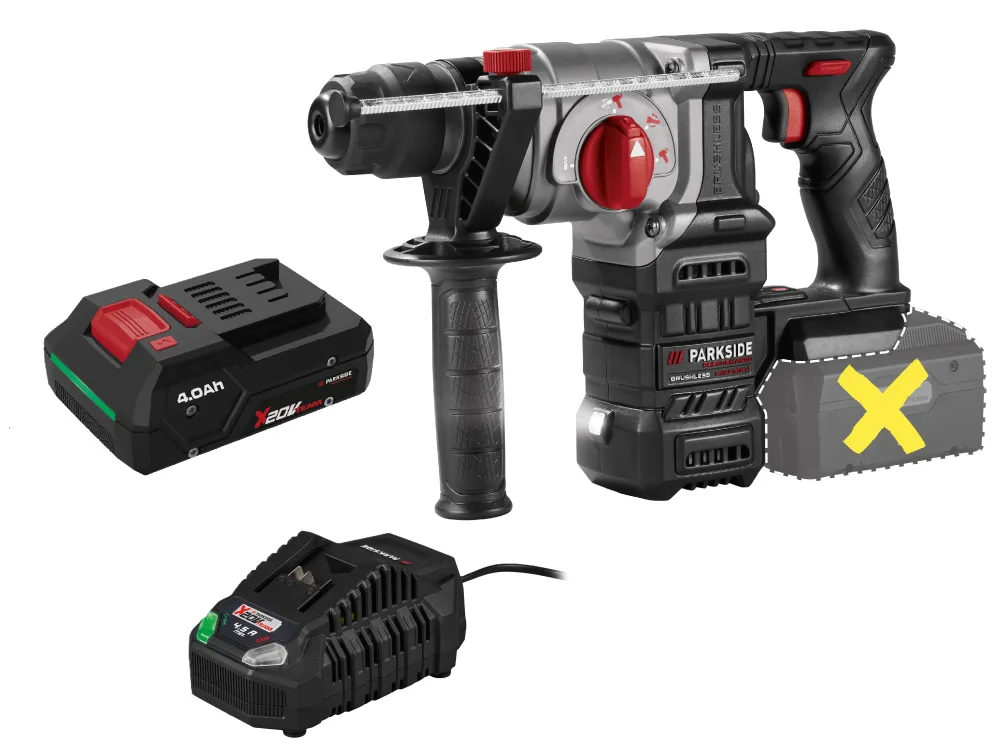 PARKSIDE® Aku kombinované kladivo PKHAP 2034-Li B1 + Smart akumulátor 20 V/4 Ah + Rýchlonabíjačka 20 V/4,5 A