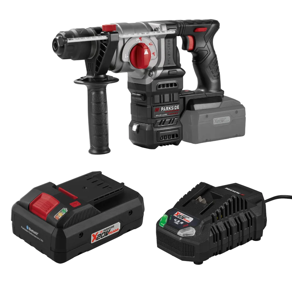 PARKSIDE® Aku kombinované kladivo PKHAP 2034-Li B1 + Smart akumulátor 20 V/4 Ah + Rýchlonabíjačka akumulátora 20 V/4,5 A