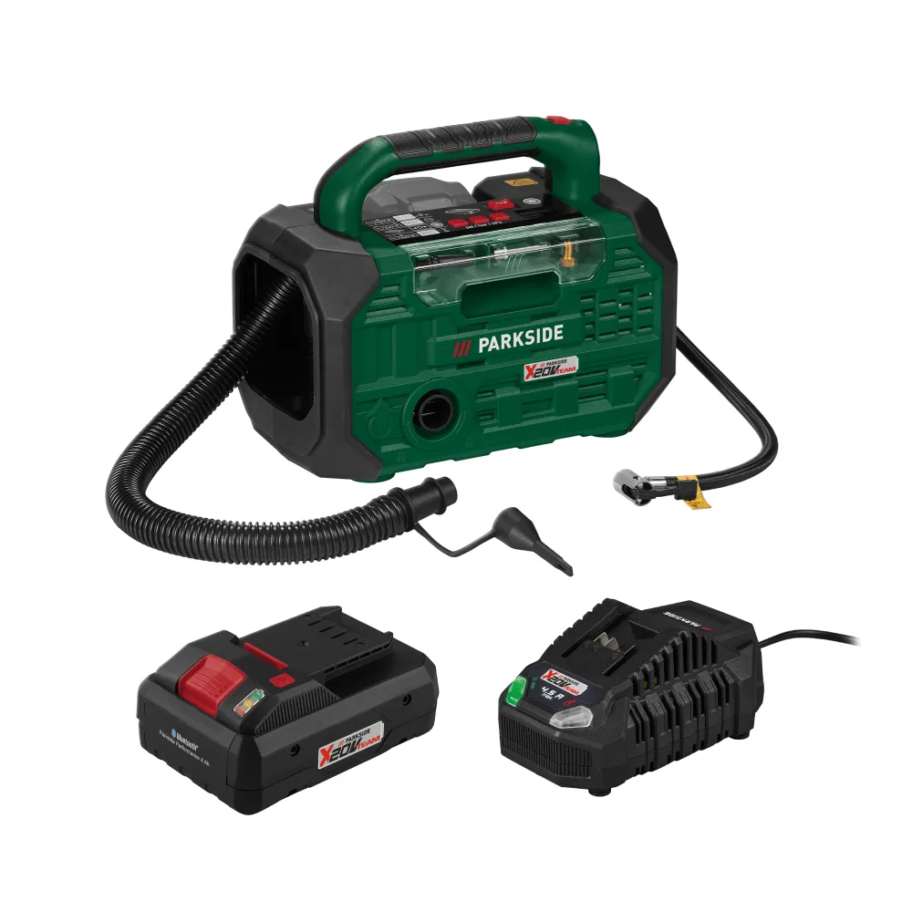 PARKSIDE® Aku kompresor a pumpa PKA 20-Li D3 + Smart akumulátor 20 V/4 Ah + Rýchlonabíjačka akumulátora 20 V/4,5 A