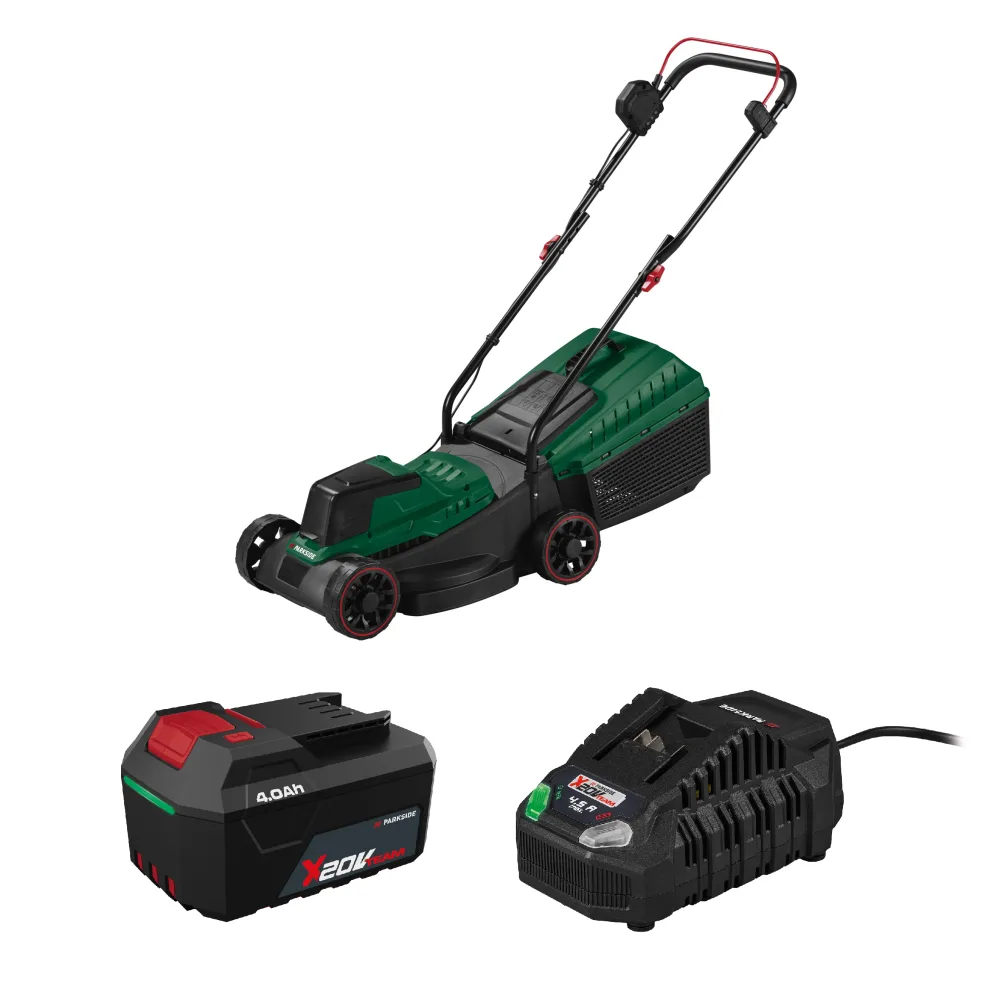 PARKSIDE® Aku kosačka na trávu 20 V PARM 20 A1 + Akumulátor 20 V/4 Ah + Rýchlonabíjačka akumulátora 20 V/4,5 A