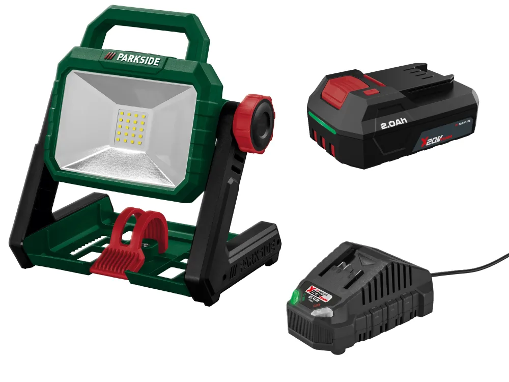 PARKSIDE® Aku LED reflektor PLSA 20-Li A1 + Akumulátor 20 V/2 Ah + Nabíjačka 20 V/2,4 A
