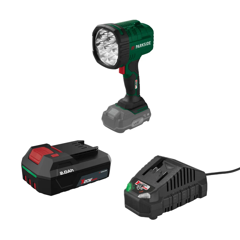 PARKSIDE® Aku LED ručný reflektor 20 V PHLA 20-Li A1 + Akumulátor 20 V/2 Ah + Nabíjačka na akumulátor 20 V/2,4 A