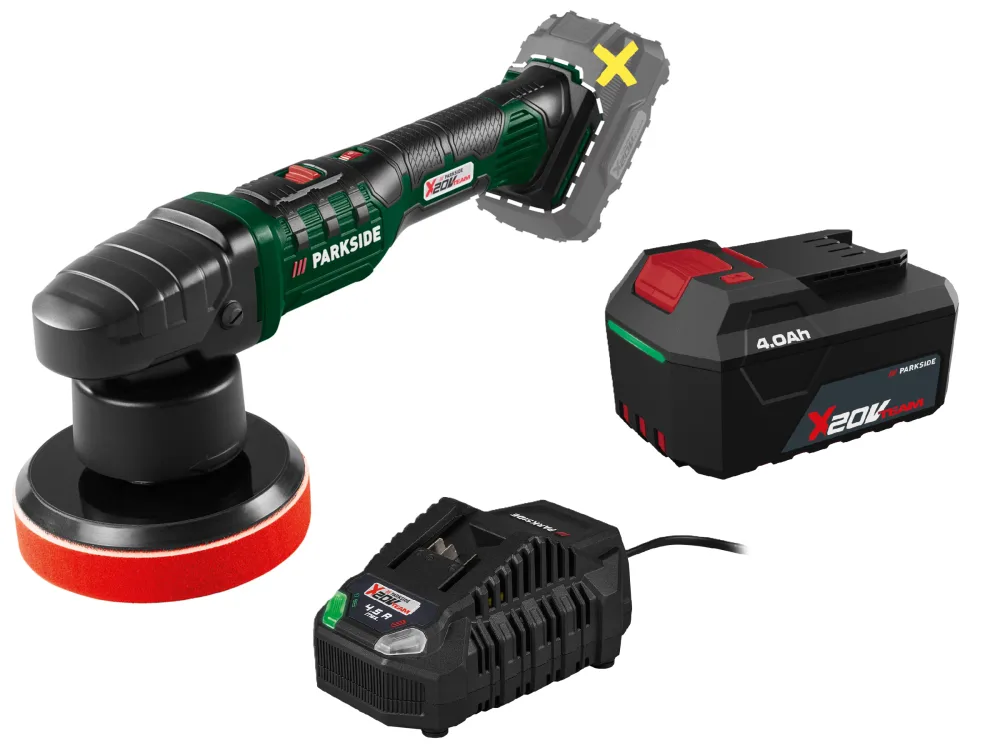 PARKSIDE® Aku leštička PPMA 20-Li C4  + Akumulátor 20 V/4 Ah + Rýchlonabíjačka 20 V/4,5 A