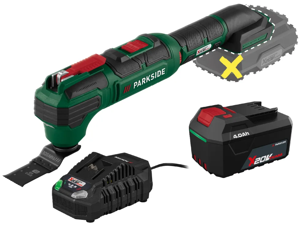 PARKSIDE® Aku multifunkčné náradie 20 V PAMFW 20 -Li C3 + Akumulátor 20 V/4 Ah + Rýchlonabíjačka 20 V/4,5 A