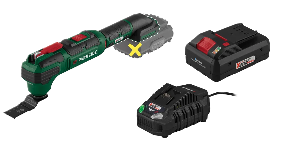PARKSIDE® Aku multifunkčné náradie PAMFW 20-Li C3 + Smart akumulátor 20 V/4 Ah PAPS 204 B1 + Rýchlonabíjačka 20 V/4,5 A PLG 20 C3
