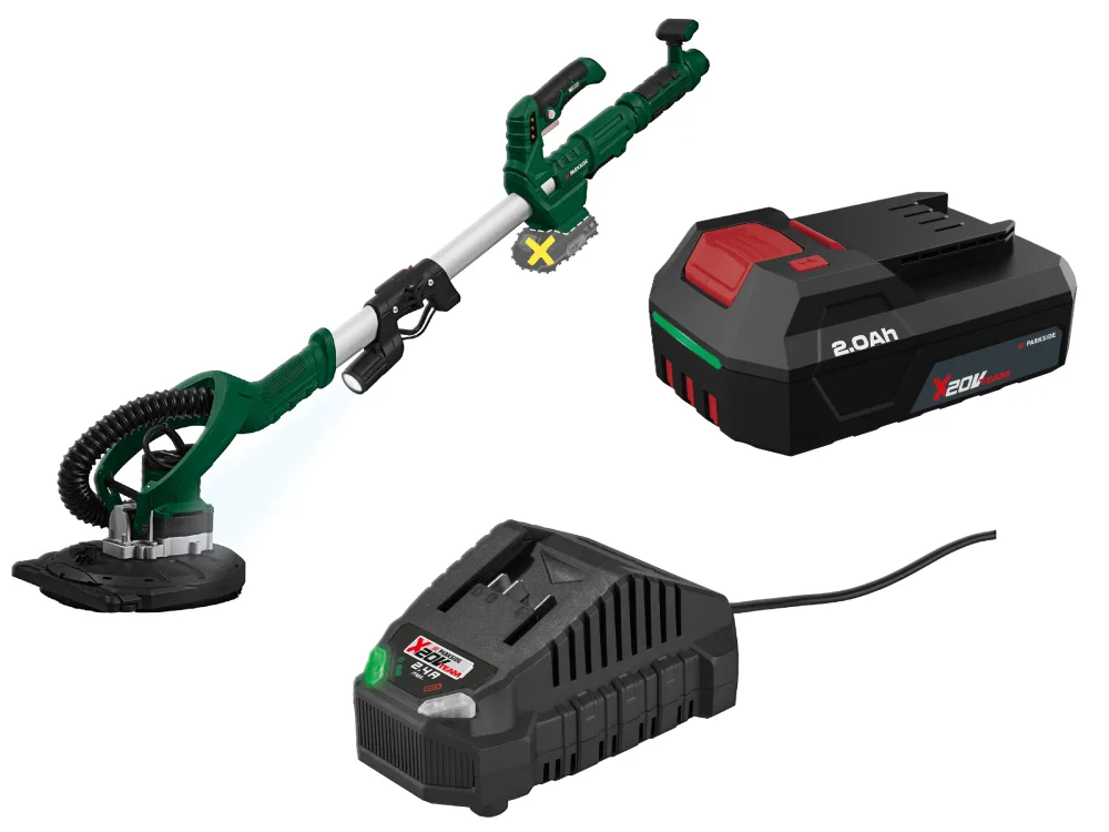 PARKSIDE® Aku nástenná a stropná brúska 20 V PWDSA 20-Li A1 + Akumulátor 20 V/2 Ah + Nabíjačka 20 V/2,4 A