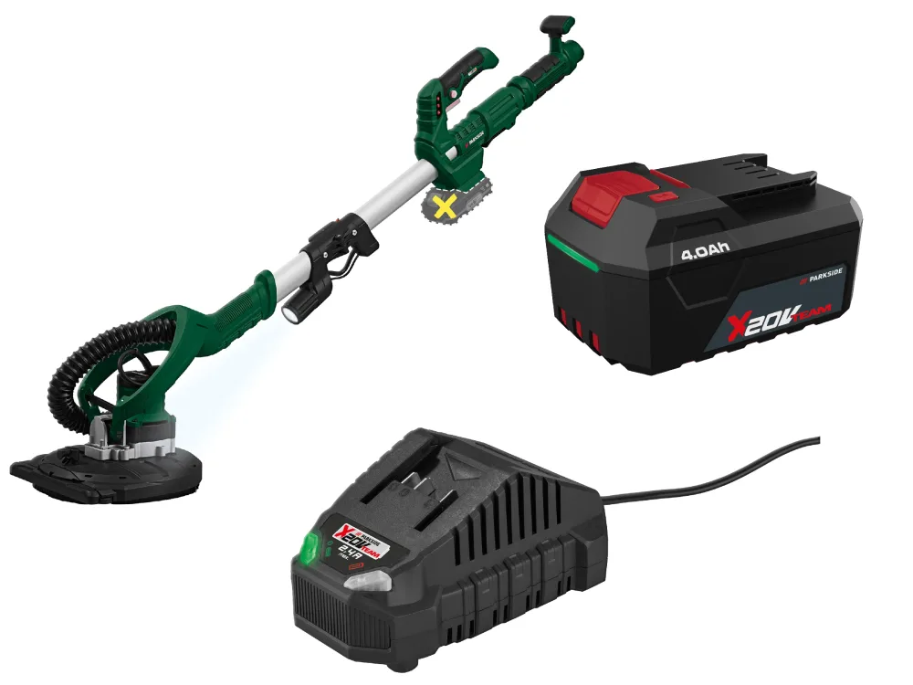PARKSIDE® Aku nástenná a stropná brúska 20 V PWDSA 20-Li A1 + Akumulátor 20 V/4 Ah + Nabíjačka na akumulátor 20 V/2,4 A