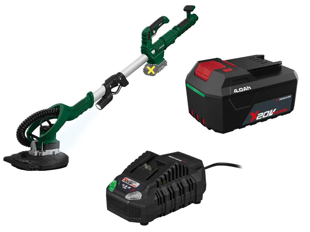 PARKSIDE® Aku nástenná a stropná brúska 20 V PWDSA 20-Li A1 + Akumulátor 20 V/4 Ah + Rýchlonabíjačka 20 V/4,5 A