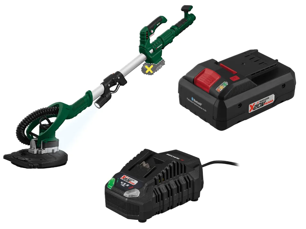 PARKSIDE® Aku nástenná a stropná brúska 20 V PWDSA 20-Li A1 + Smart akumulátor 20 V/4 Ah + Rýchlonabíjačka 20 V/4,5 A