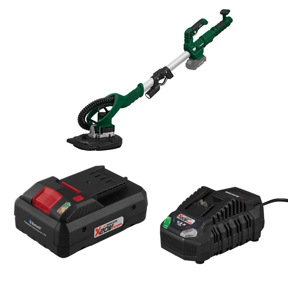 PARKSIDE® Aku nástenná a stropná brúska 20 V PWDSA 20-Li A1 + Smart akumulátor 20 V/4 Ah + Rýchlonabíjačka akumulátora 20 V/4,5 A