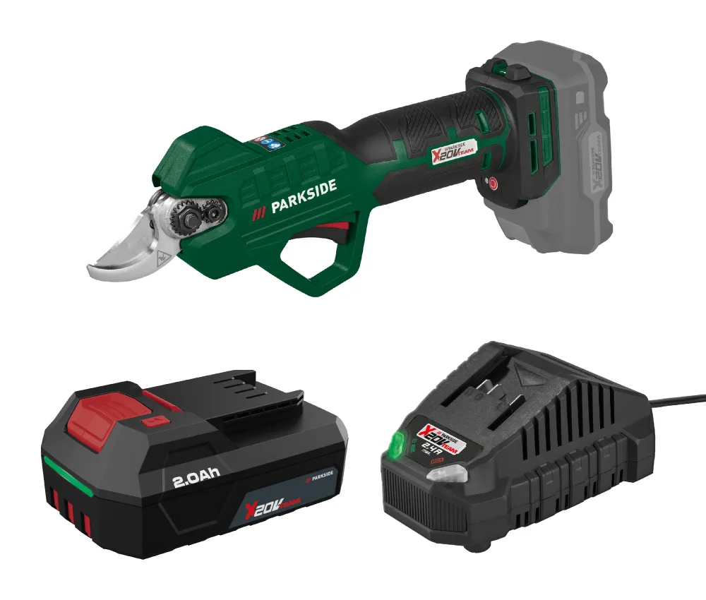 PARKSIDE® Aku nožnice na konáre 20 V PAAS 20-Li B1 + Akumulátor 20 V/2 Ah + Nabíjačka na akumulátor 20 V/2,4 A