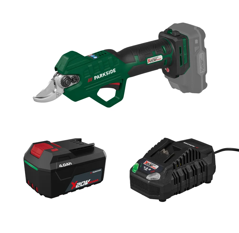 PARKSIDE® Aku nožnice na konáre 20 V PAAS 20-Li B1 + Akumulátor 20 V/4 Ah + Rýchlonabíjačka akumulátora 20 V/4,5 A
