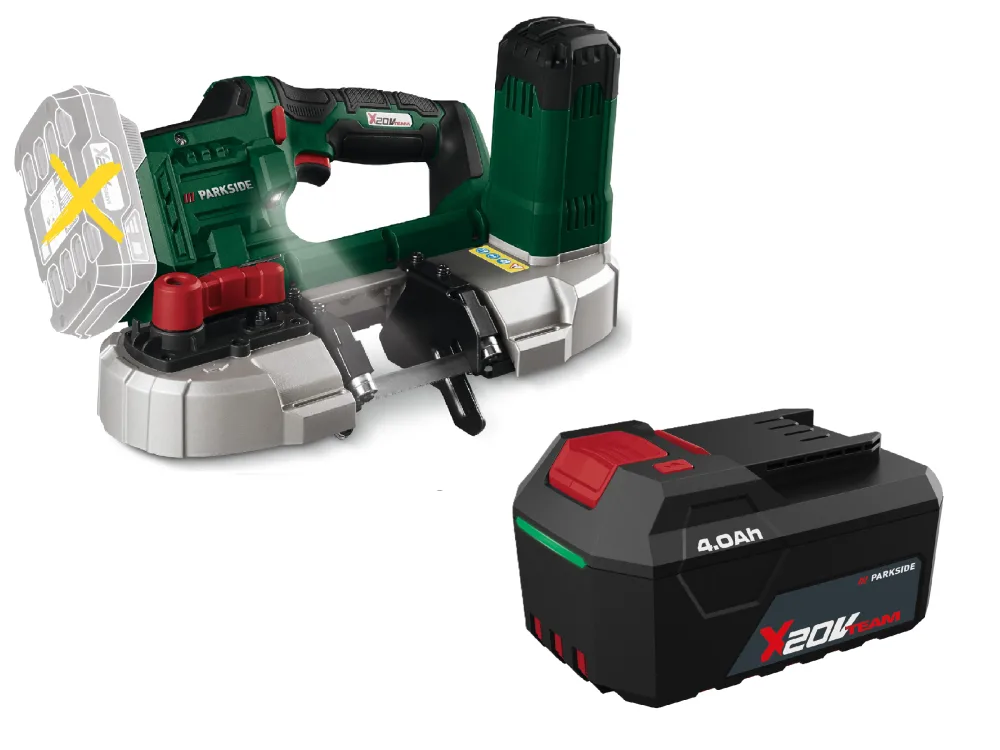 PARKSIDE® Aku pásová píla 20 V PMBA 20-Li A1 + Akumulátor 20 V/4 Ah