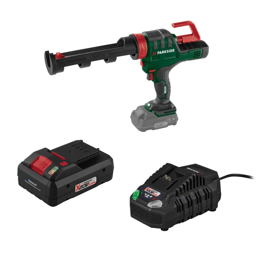 PARKSIDE® Aku pištoľ na kartuše 20 V PKPA 20-Li A2 + Smart akumulátor 20 V/4 Ah + Rýchlonabíjačka akumulátora 20 V/4,5 A