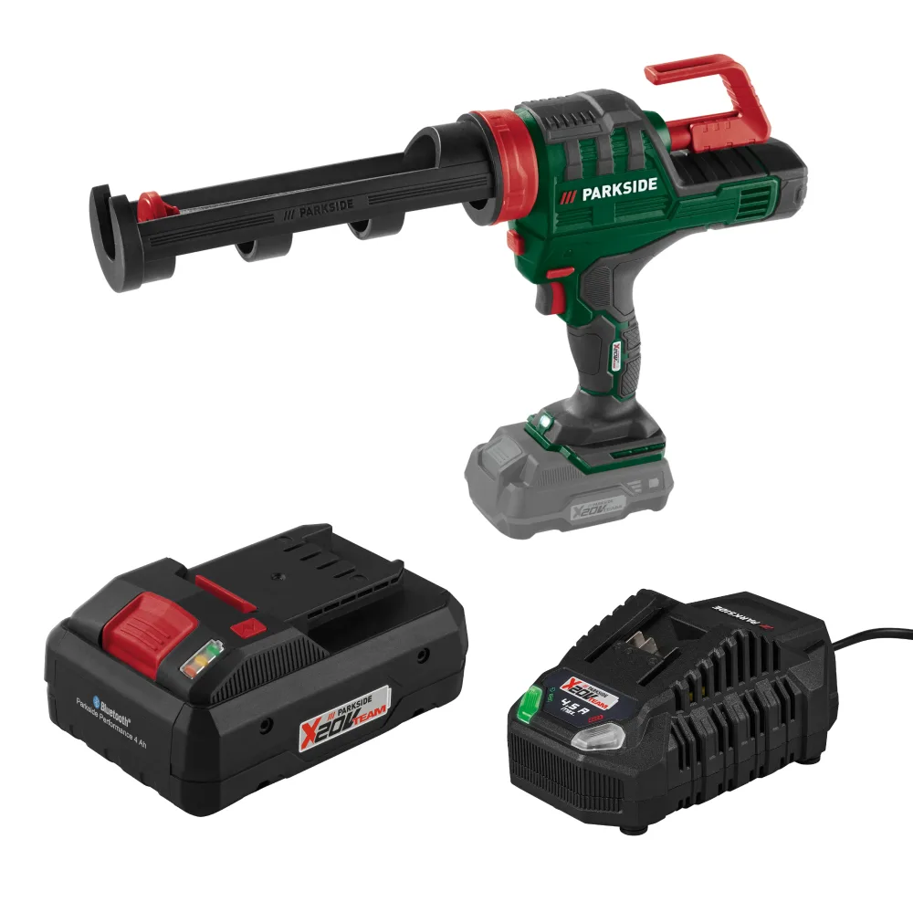 PARKSIDE® Aku pištoľ na kartuše 20 V PKPA 20-Li A2 + Smart akumulátor 20 V/4 Ah + Rýchlonabíjačka akumulátora 20 V/4,5 A