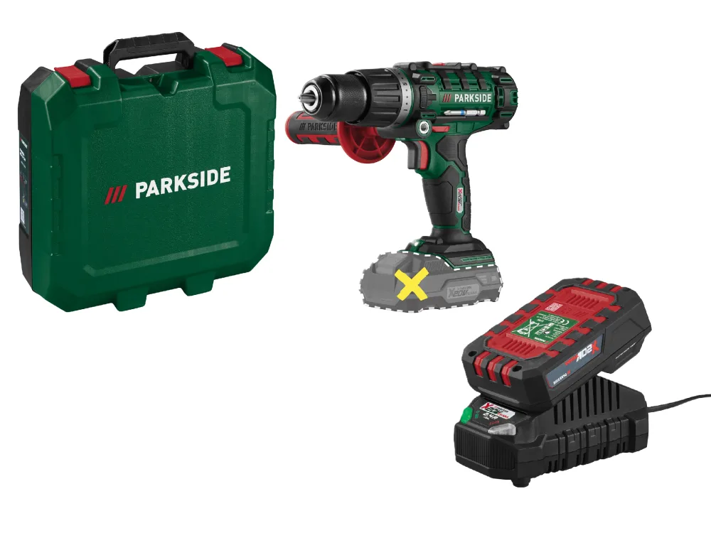PARKSIDE® Aku príklepový vŕtací skrutkovač 20 V PSBSA 20-Li E4 + Akumulátor 20 V/2 Ah + Nabíjačka 20 V/2,4 A