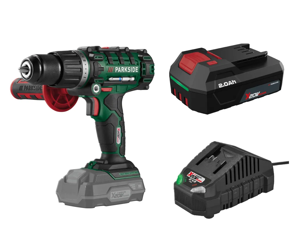 PARKSIDE® Aku príklepový vŕtací skrutkovač 20 V PSBSA 20-Li E4 + Akumulátor 20 V/2 Ah + Nabíjačka na akumulátor 20 V/2,4 A