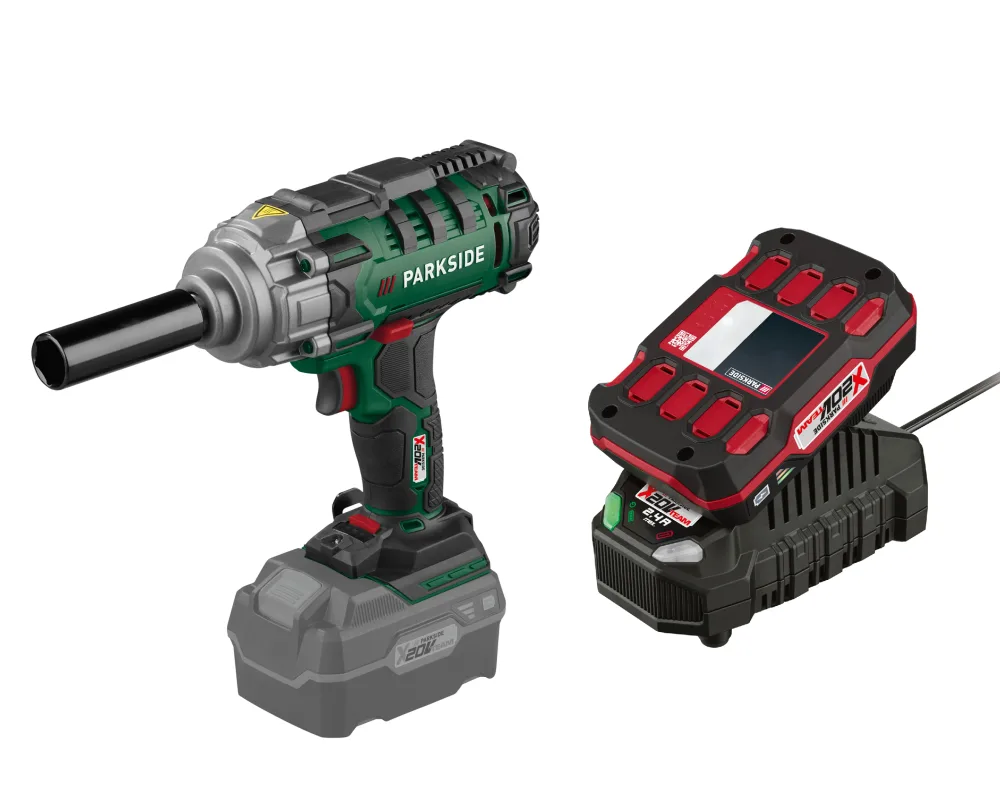 PARKSIDE® Aku rázový uťahovák 20 V PASSK 20-Li C4 + Akumulátor 20 V/2 Ah PAP 20 B1 + Nabíjačka 20 V/2,4 A PLG 20 C1