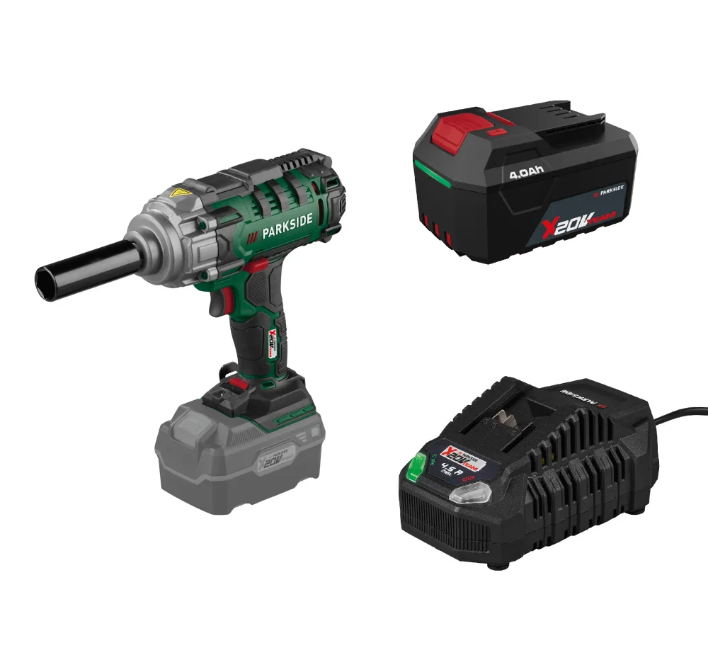 PARKSIDE® Aku rázový uťahovák 20 V PASSK 20-Li C4 + Akumulátor 20 V/4 Ah + Rýchlonabíjačka akumulátora 20 V/4,5 A
