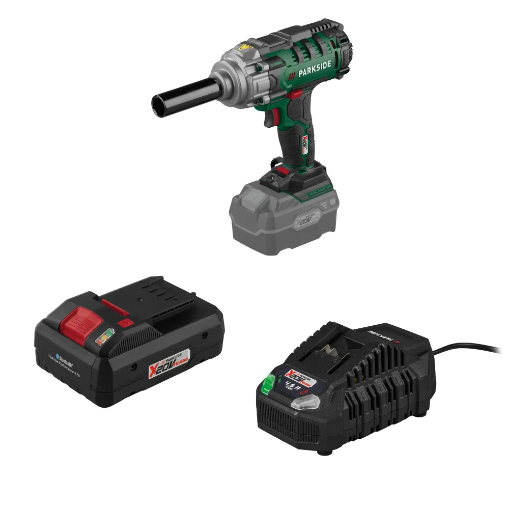PARKSIDE® Aku rázový uťahovák 20 V PASSK 20-Li C4 + Smart akumulátor 20 V/4 Ah + Rýchlonabíjačka akumulátora 20 V/4,5 A