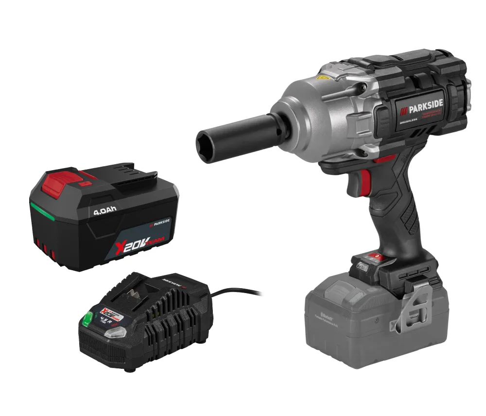 PARKSIDE® Aku rázový uťahovák 20 V PASSP 20-Li C4 + Rýchlonabíjačka akumulátora 20 V/4,5 A + Akumulátor 20 V/4 Ah
