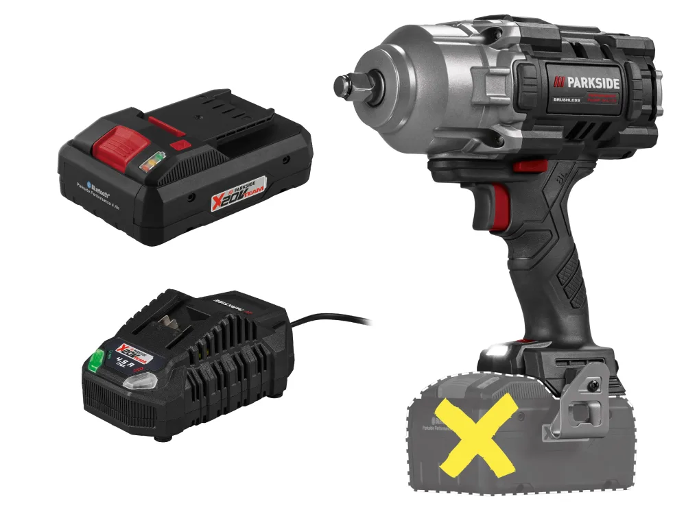 PARKSIDE® Aku rázový uťahovák 20 V PASSP 20-Li C4 + Smart akumulátor 20 V/4 Ah + Rýchlonabíjačka 20 V/4,5 A
