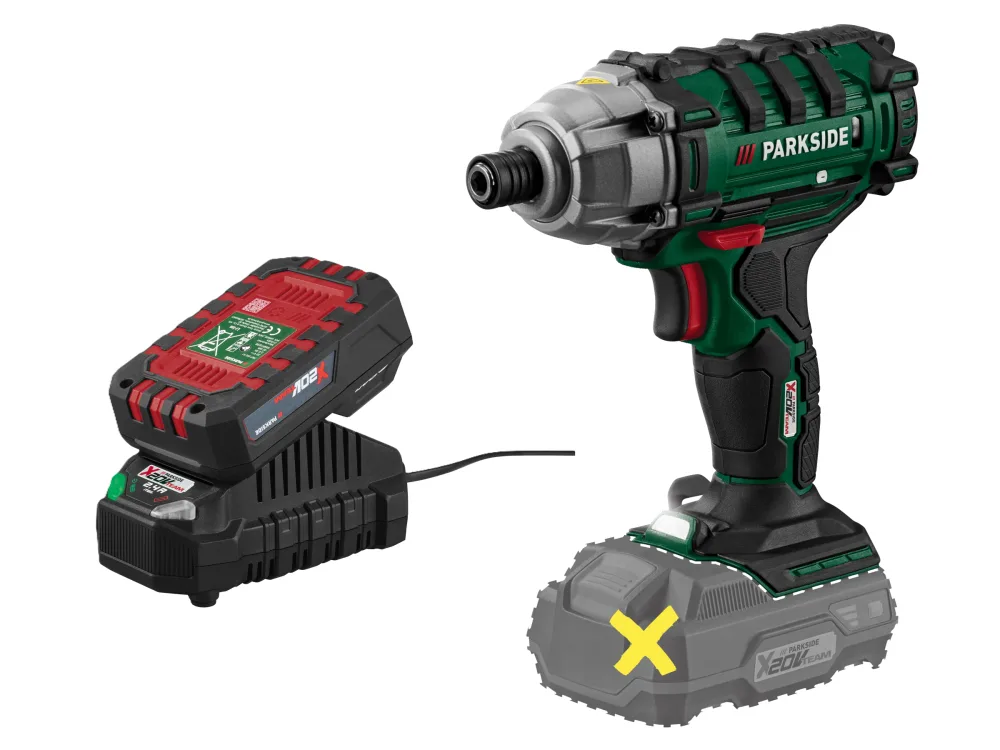PARKSIDE® Aku rázový uťahovák PDSSA 20-Li B2 + Akumulátor 20 V/2 Ah + Nabíjačka 20 V/2,4 A
