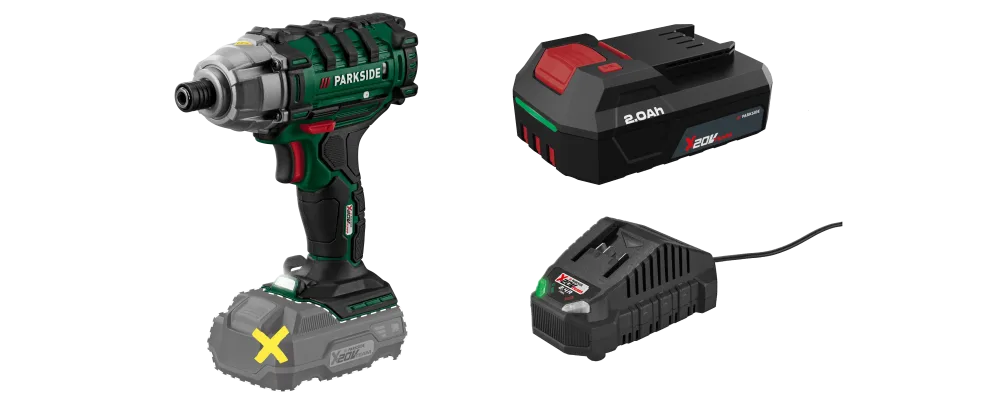 PARKSIDE® Aku rázový uťahovák PDSSA 20-Li B2 + Akumulátor 20 V/2 Ah PAP 202 A1 + Nabíjačka na akumulátor 20 V/2,4 A PLG 20 C1