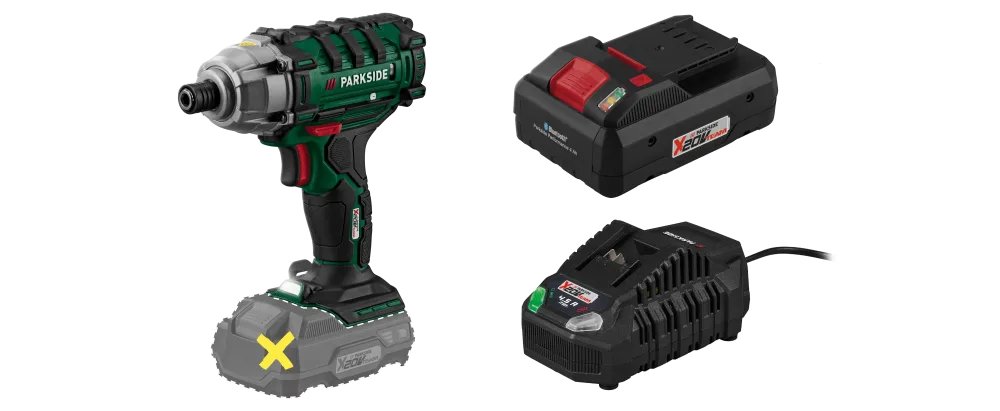 PARKSIDE® Aku rázový uťahovák PDSSA 20-Li B2 + Smart akumulátor 20 V/4 Ah PAPS 204 B1 + Rýchlonabíjačka 20 V/4,5 A PLG 20 C3