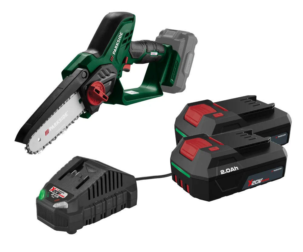 PARKSIDE® Aku reťazová píla PAGHS 20-Li C4 + Akumulátor 20 V/2 Ah, 2 kusy + Nabíjačka na akumulátor 20 V/2,4 A