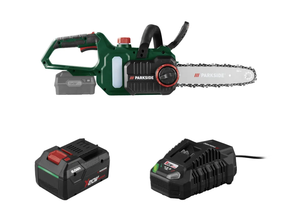 Parkside® Aku řetězová pila Paks 20-Li F5, Smart 8 Ah