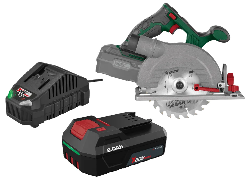 PARKSIDE® Aku ručná kotúčová píla 20 V + Akumulátor 20 V/2 Ah + Nabíjačka 20 V/2,4 A