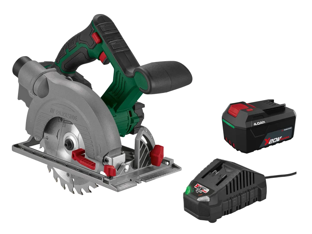 PARKSIDE® Aku ručná kotúčová píla 20 V PHKSA 20-Li C4 + Akumulátor 20 V/4 Ah + Nabíjačka na akumulátor 20 V/2,4 A