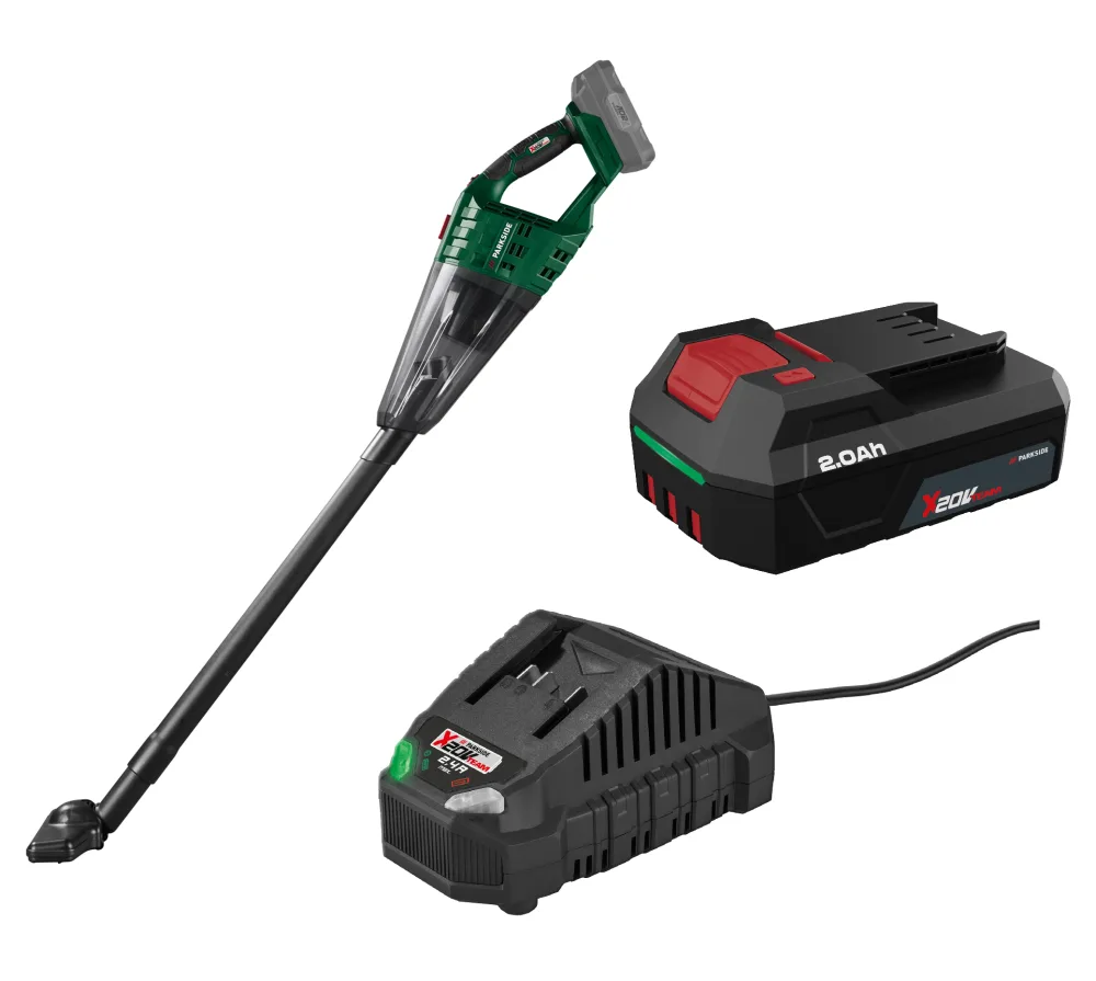 PARKSIDE® Aku ručný vysávač PHSSA 20-Li D2 + Akumulátor 20 V/2 Ah PAP 202 A1 + Nabíjačka na akumulátor 20 V/2,4 A PLG 20 C1