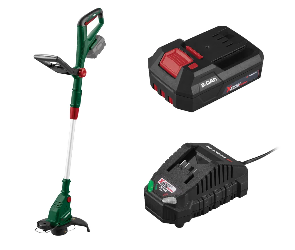 PARKSIDE® Aku strunová kosačka 20 V PRTA 20-Li D3 + Akumulátor 20 V/2 Ah PAP 202 A1 + Nabíjačka na akumulátor 20 V/2,4 A PLG 20 C1