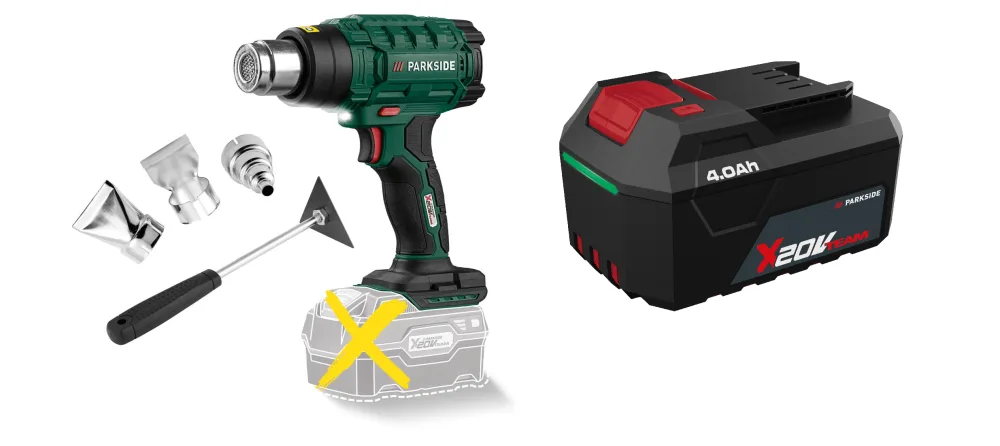PARKSIDE® Aku teplovzdušná pištoľ 20 V PHLGA 20-Li B1 + Akumulátor 20 V/4 Ah PAP 204 A1