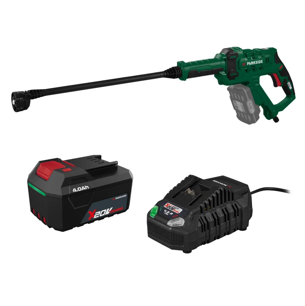 PARKSIDE® Aku tlakový čistič 20 V PDRA 20-Li D4 + Akumulátor 20 V/4 Ah + Rýchlonabíjačka akumulátora 20 V/4,5 A