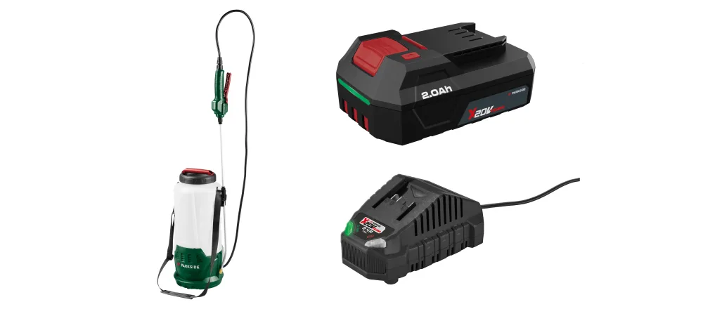 PARKSIDE® Aku tlakový postrekovač PDSA D3 + Akumulátor 20 V/2 Ah PAP 202 A1 + Nabíjačka na akumulátor 20 V/2,4 A PLG 20 C1