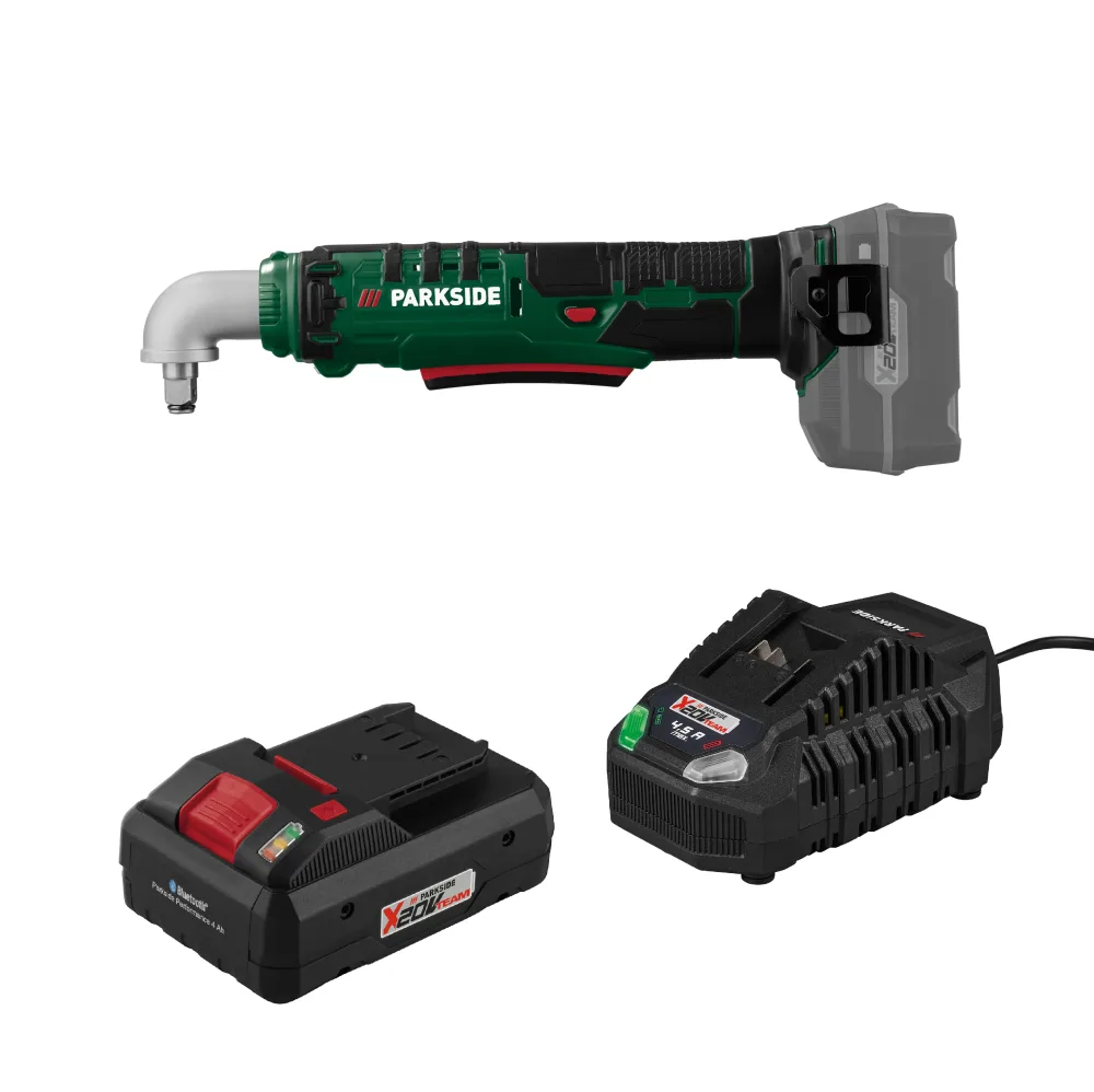 PARKSIDE® Aku uhlový rázový uťahovák 20 V PAWS 20 A1 + Smart akumulátor 20 V/4 Ah + Rýchlonabíjačka akumulátora 20 V/4,5 A