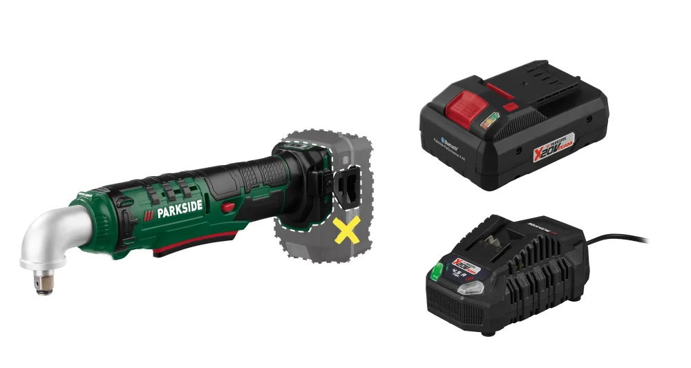PARKSIDE® Aku uhlový rázový uťahovák PAWS 20 A1 + Smart akumulátor 20 V/4 Ah PAPS 204 B1 + Rýchlonabíjačka 20 V/4,5 A PLG 20 C3