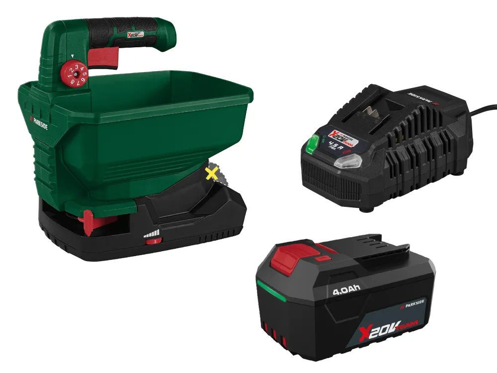 PARKSIDE® Aku univerzálne rozmetadlo PUSA B1 + Akumulátor 20 V/4 Ah + Rýchlonabíjačka 20 V/4,5 A