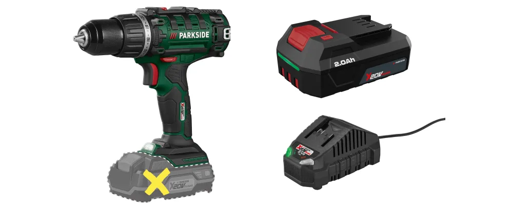 PARKSIDE® Aku vŕtací skrutkovač 20 V PABS 20 Li I9 + Akumulátor 20 V/2 Ah PAP 202 A1 + Nabíjačka 20 V/2,4 A PLG 20 C1