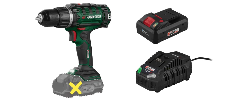 PARKSIDE® Aku vŕtací skrutkovač 20 V PABS 20 Li I9 + Smart akumulátor 20 V/4 Ah PAPS 204 B1 + Rýchlonabíjačka 20 V/4,5 A PLG 20 C3