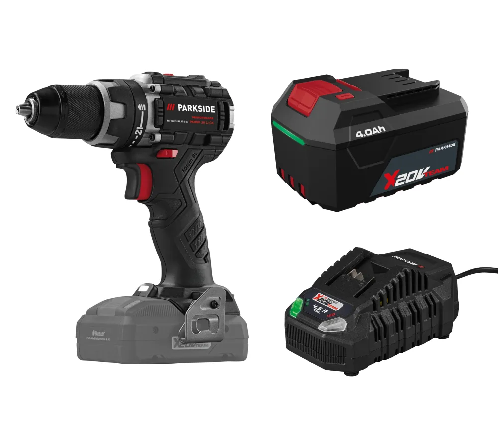 PARKSIDE® Aku vŕtací skrutkovač 20 V PABSP 20 Li C4 + Rýchlonabíjačka akumulátora 20 V/4,5 A + Akumulátor 20 V/4 Ah